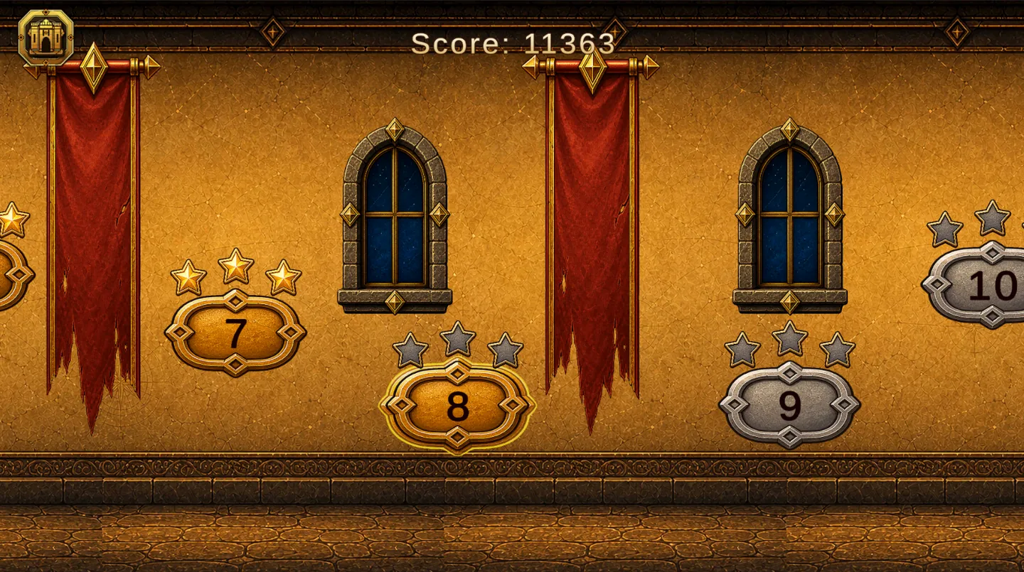 Funpath level map with numbered challenge rooms