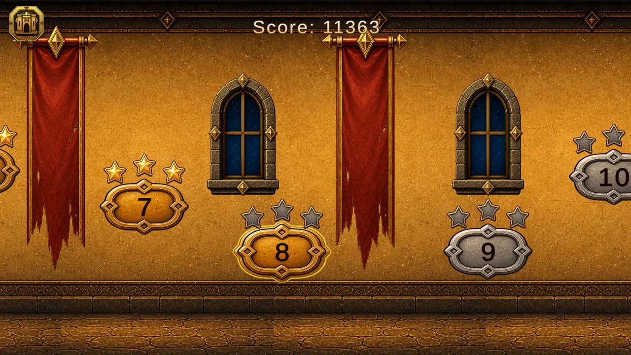 Funpath level map with numbered puzzle rooms